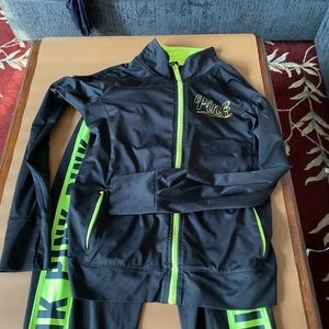 Pink 2 piece running outfit.